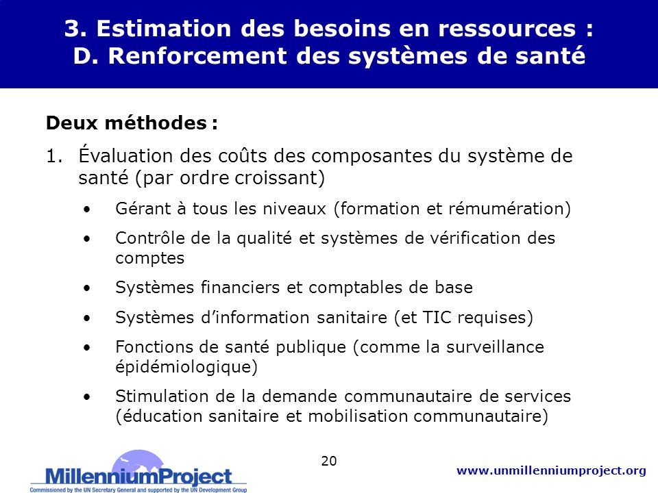 Évaluation des besoins requis pour les OMD Atelier de formation ppt